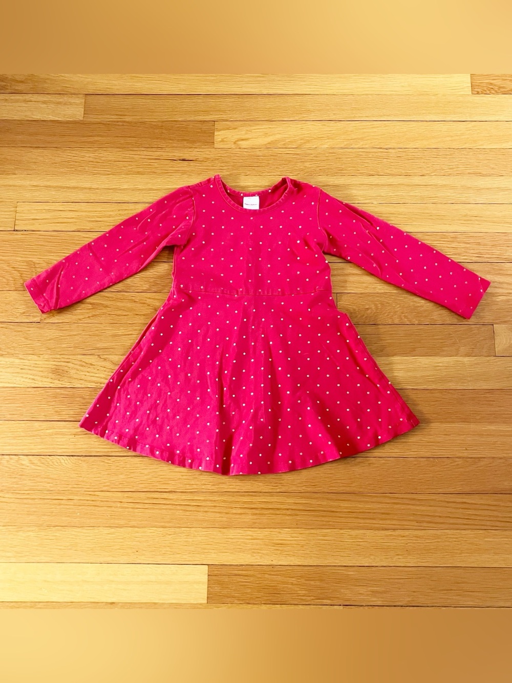 Hanna Andersson Red Gold Polka Dot Christmas Holidays Twirl Dress 100 4